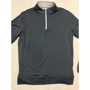 Peter Millar Men's Perth Performance Quarter-Zip Black Sz Med Note: Flaws